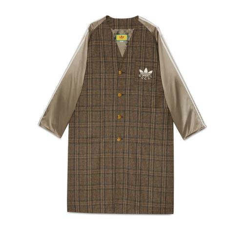  GUCCI古驰 22年秋冬 男士 adidas x Gucci联名系列格纹羊毛大衣 710398 ZAKQ6 2387