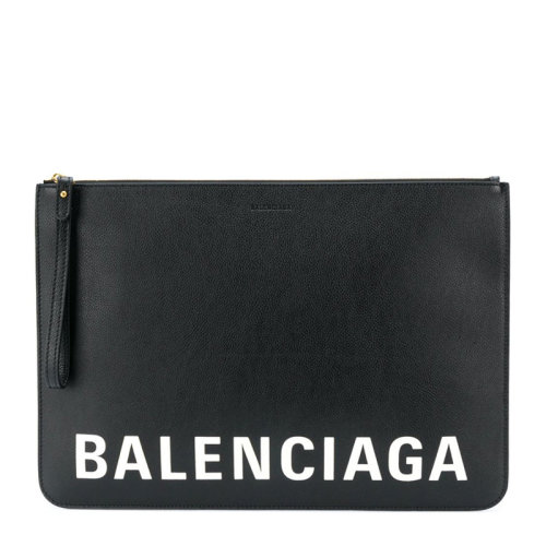 Balenciaga/巴黎世家 男女同款中性黑色小牛皮经典字母徽标印花拉链开合手包腕包手拿包  630626-1IZKM-1090