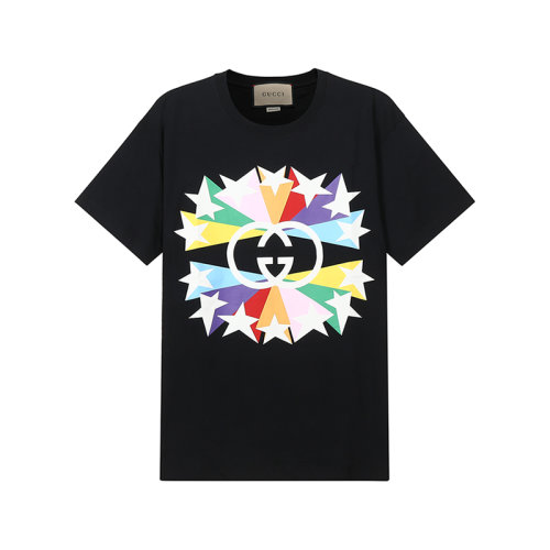 GUCCI/古驰 男士短袖T恤 男士棉质圆领短袖T恤双G星爆印花 548334 XJDNH