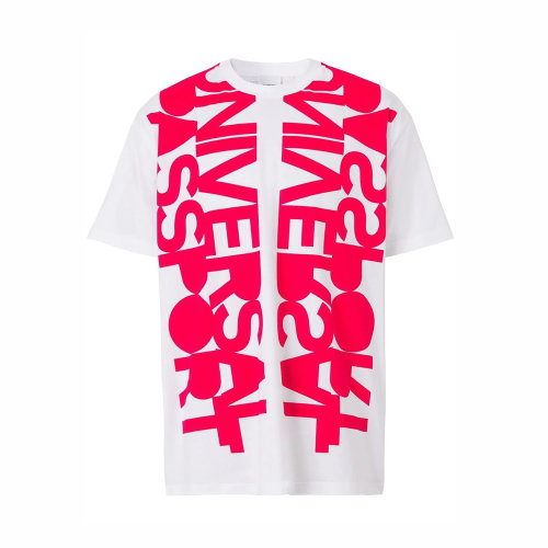 BURBERRY/博柏利 男士拼色棉质字母印花装饰圆领短袖上衣T恤 8051983