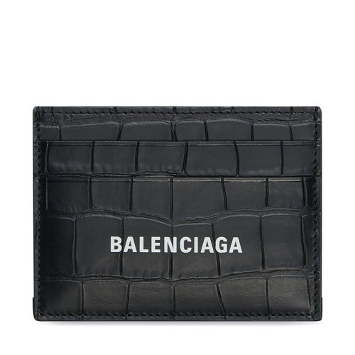 Balenciaga/巴黎世家 22新款 女士黑色鳄鱼纹压纹牛皮革卡夹5943091ROP31000