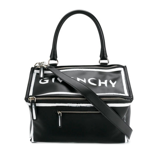 Givenchy 纪梵希 女士黑色牛皮简约花纹拉链手提包单肩斜挎包