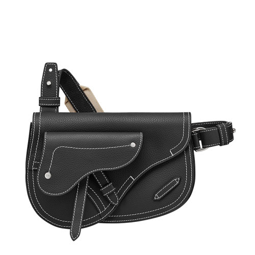 DIOR/迪奥 21新款 男士黑色粒面小牛皮马鞍形单肩斜挎包1ADPO095YKK_H00N