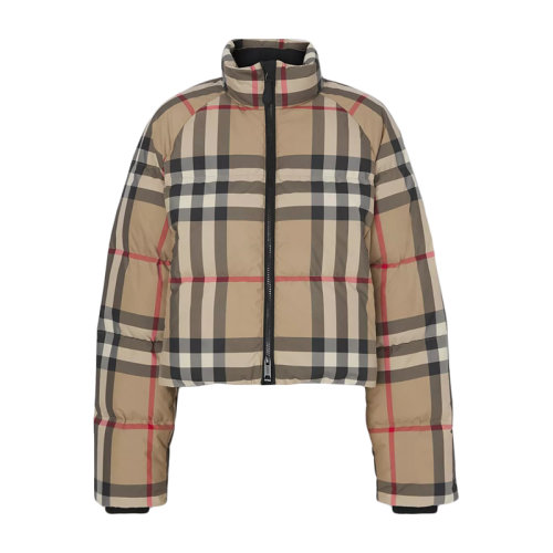 BURBERRY/博柏利      女士典藏米色格纹再生聚酯纤维短款羽绒服80459551