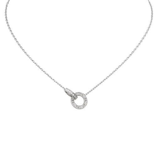CARTIER/卡地亚 经典LOVE 18K金白金钻石项链 镶嵌48颗钻石 B7216300