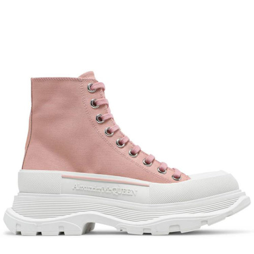 Alexander McQueen/亚历山大麦昆  女鞋 女士粉色帆布时尚厚底系带休闲运动鞋  611706W4LR19243