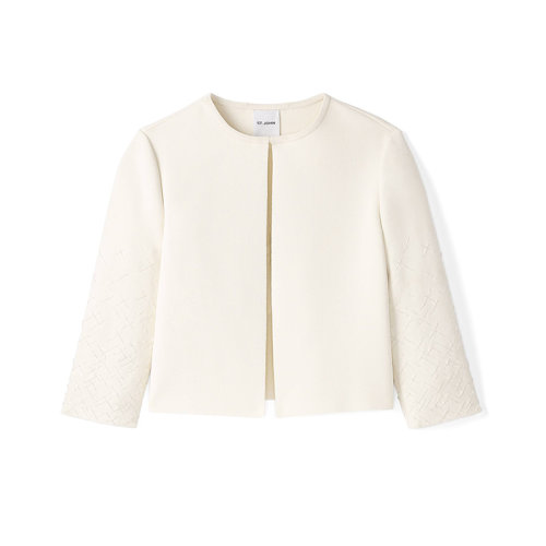 St.John/盛蔷21早秋粘胶提花针织开衫短款女士夹克K6230T2