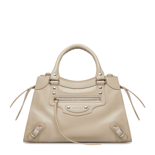 Balenciaga/巴黎世家 21新款NEO CLASSIC系列 女士小号米色粒面小牛皮手提包67862915Y4Y2906