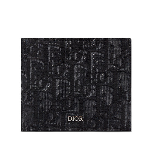 DIOR/迪奥 20  男士黑色帆布小牛皮内饰折叠钱包2OBBC027YSE_H03E