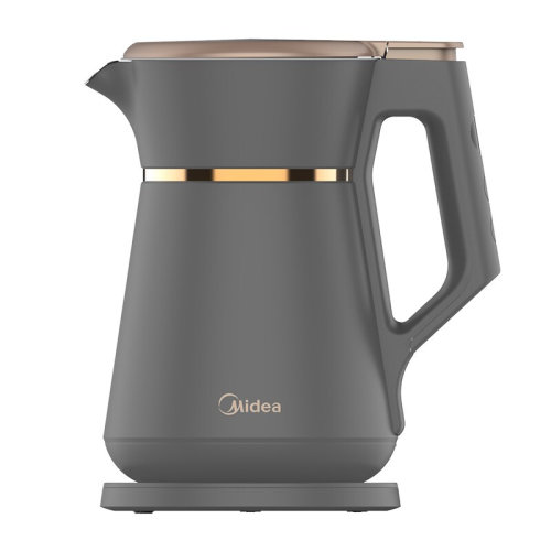 Midea/美的电热水壶烧水壶四段控温304不锈钢双层防烫MK-SH15P509黑色1.5L