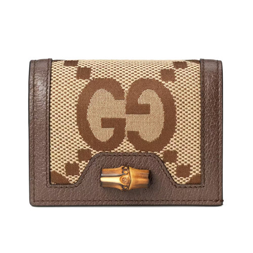 GUCCI/古驰 Diana系列 女士骆驼色竹子饰面卡夹钱包658244UKMBT2572