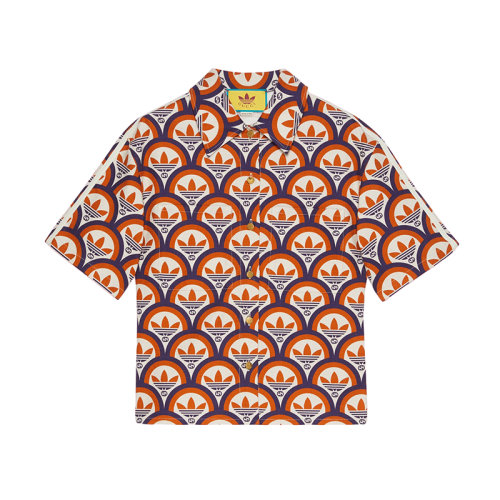 GUCCI/古驰 22年秋冬新款 adidas联名系列 女士多色纯棉老花图案短袖衬衫?703002ZAJVC7471