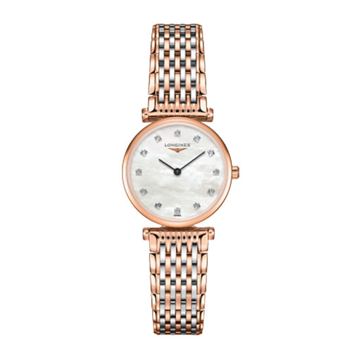 LONGINES/浪琴 嘉岚系列 石英表玫瑰金白珍珠贝母镶嵌钻石粉红PVD女表24毫米L4.209.1.97.7