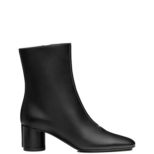 HERMES/爱马仕 22年春夏新款 女士黑色小牛皮革对比色缝线粗跟踝靴短靴H212043Z02360