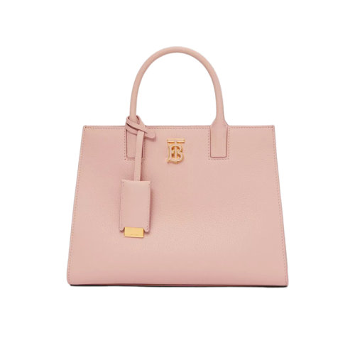 BURBERRY/博柏利 22新款 女士粉色鞣制粒面皮革字母标志磁扣开合皮革提手拆卸调节肩带单肩斜挎手提包80629751