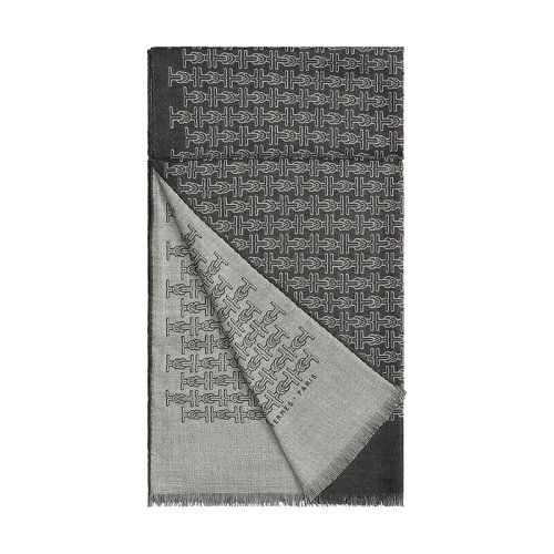 HERMES/爱马仕 22年早春新款 H Marin系列 男士灰色/灰黑色羊绒真丝混纺双面围巾H706229T02