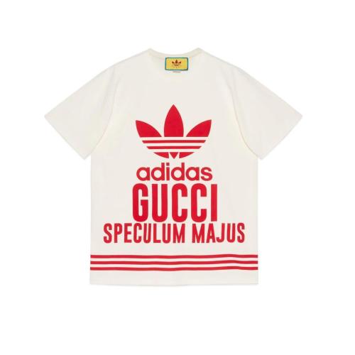  GUCCI古驰 22年秋冬 女士 adidas x Gucci联名系列棉质T恤 717422 XJEXI 9095
