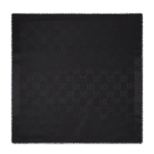  GUCCI古驰 22年秋冬 女士 GG提花真丝羊毛混纺披肩 663671 3GC43 1000