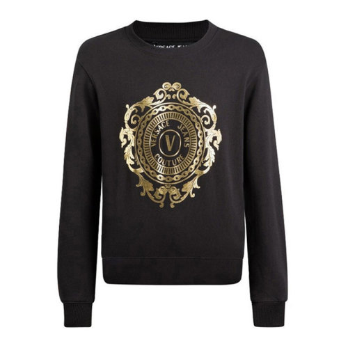 VERSACE JEANS/范思哲牛仔 男士黑色棉质经典字母徽标巴洛克印花装饰圆领长袖上衣卫衣运动衫套头衫 B7GWA73F-30453-K42