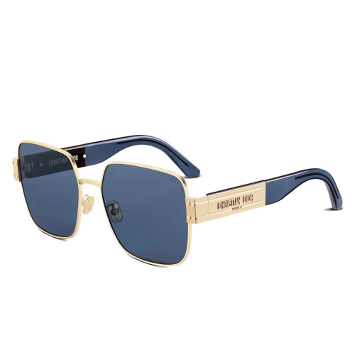 DIOR/迪奥 22年春夏新款 女士蓝色镜片金色金属和透明醋酸纤维镜框方形太阳镜DSGTS4UXR_B0B0