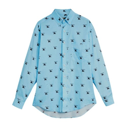 BURBERRY/博柏利 20春夏 男装 服装 男士浅蓝棉质LOGO标识长袖 男士衬衫