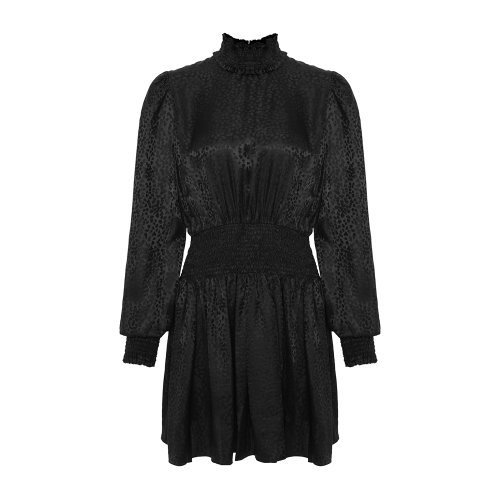 Balmain/巴尔曼 黑色 女士丝绸豹纹提花连衣裙 UF16306S055 早秋