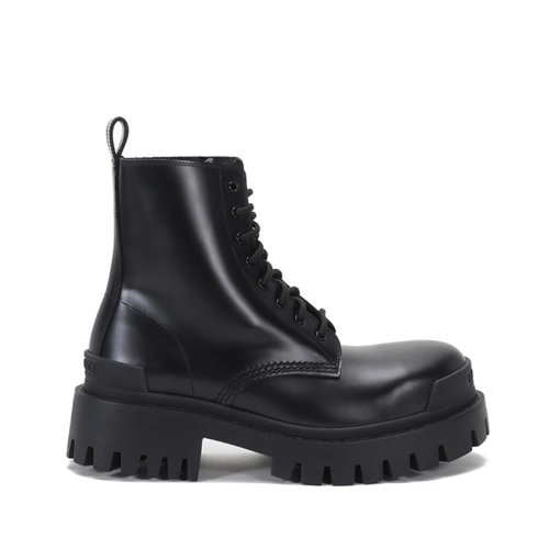 Balenciaga/巴黎世家 女士牛皮革Strike Lace-Up系带厚底靴子短靴 590974 WA960