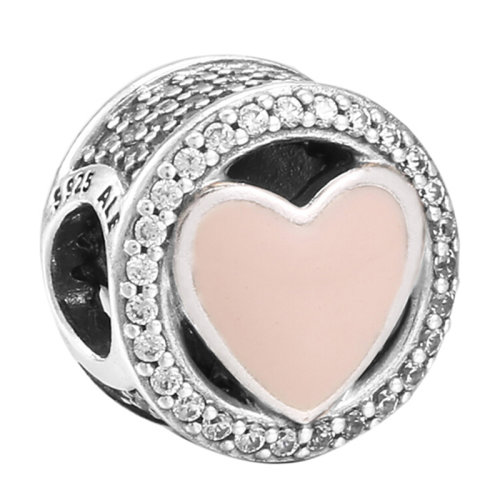 PANDORA/潘多拉 女士粉色925银+锆石奇妙爱恋DIY手链珠子串饰串珠 792034CZ