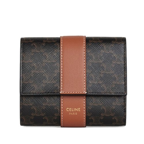 CELINE/赛琳 TRIOMPHE 女士经典款帆布和小羊皮三折钱包 10D572BZ9.04LU