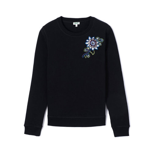 KENZO/高田贤三  凯卓女装 时尚百搭 圆领 女士黑色棉质针织衫/毛衣 F962SW806962.99 HKY012345C