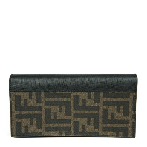 Fendi/芬迪   男士pvc配皮经典双FF印花logo长款钱包