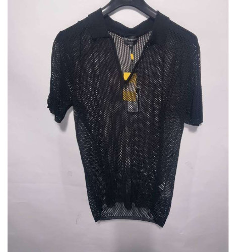 Emporio Armani/安普里奥阿玛尼 黑色男士网状短袖T恤