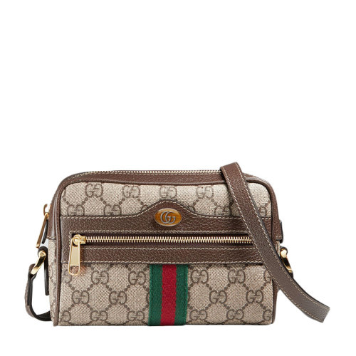 GUCCI/古驰  Ophidia系列女士米色帆布经典老花迷你腰包单肩包斜挎包女包 517350-96IWS-8745（99新未使用）