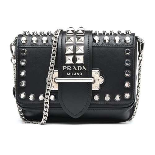 PRADA/普拉达潮流铆钉牛皮革女包女士单肩包腰包1BL0042BB0