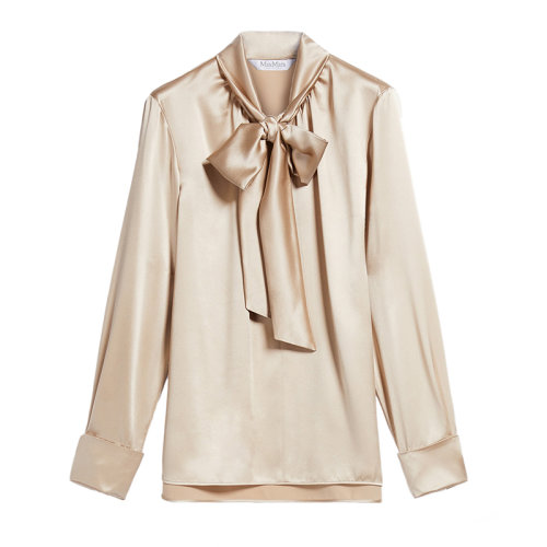 MaxMara/麦丝玛拉 22年秋冬新款 TENEBRE系列 女士米白色真丝围巾衬衫1116082906015