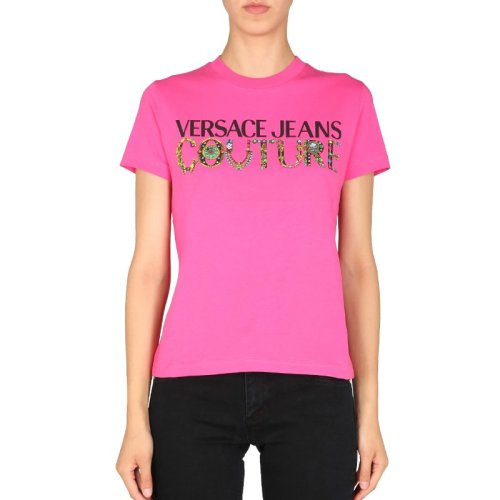  VERSACE JEANS COUTURE 女士印花棉质短袖T恤 71HAHF03 CJ00F 455 PLFSX