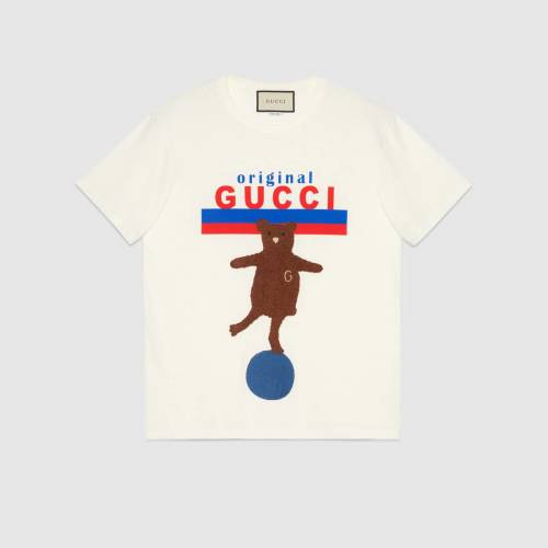 GUCCI/古驰 饰小熊贴饰“Original Gucci”超大造型T恤 615044 XJCRH 9095