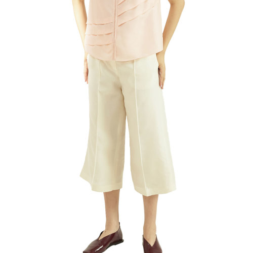 19年秋冬款nisiss/怡夕桑蚕丝挺括直身九分长裤女士休闲裤n161ap42-1