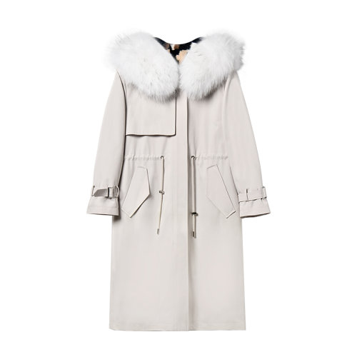 GeleiStory/GeleiStory派克服可拆卸水貂内胆真毛皮草狐狸毛领长款连帽外套女士皮草