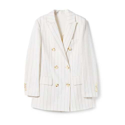 GeleiStory/GeleiStory 新款职场通勤气质干爽条纹亚麻修身显瘦西服 女士西服