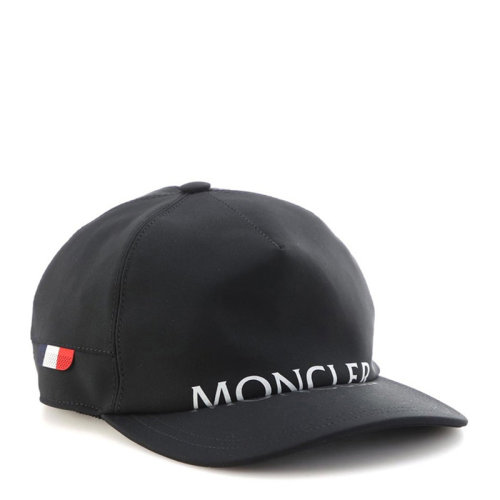 Moncler/蒙克莱 男士黑色聚酰胺混纺弹性纤维经典字母徽标印花装饰鸭舌帽棒球帽遮阳帽男帽 3B72900-539AX-999