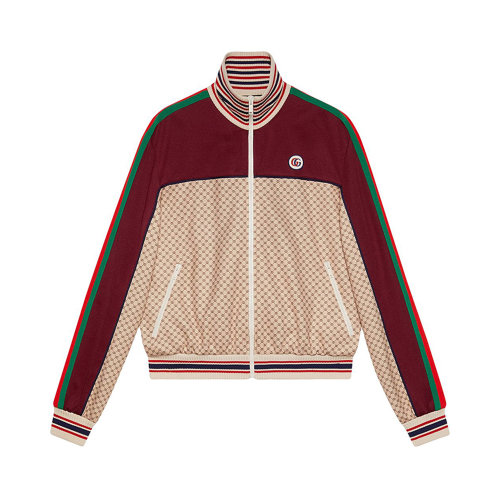 GUCCI/古驰 女士拼色涤纶混纺棉质徽标印花外套夹克 655196-XJDFP-9115