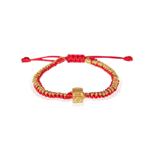 GJY/古金玥 五行助运 3D硬足金转运珠手工编织金木水火土情侣手链