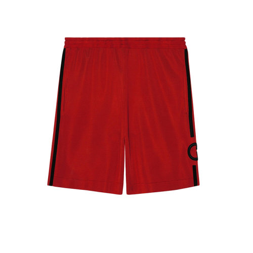 GUCCI/古驰 22年秋冬新款 adidas联名系列 男士红色粘胶纤维面料短裤?696243XKCIH6429