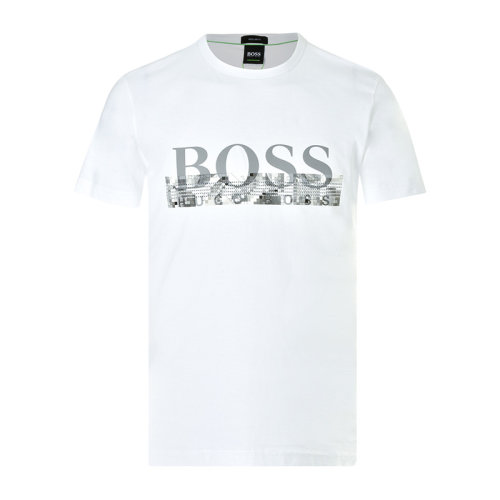 HUGO BOSS/雨果波士 男装 服饰 新款纯色纯棉BOSS标时尚休闲男士短袖T恤
