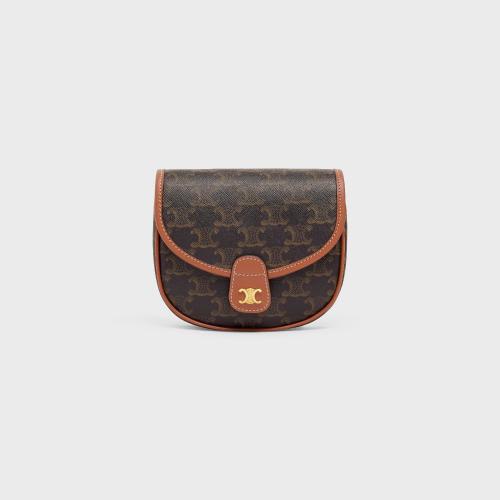  CELINE赛琳思琳 22年秋冬 女士 单肩包 BESACE 迷你标志印花和牛皮革手袋 196702BZJ.04LU