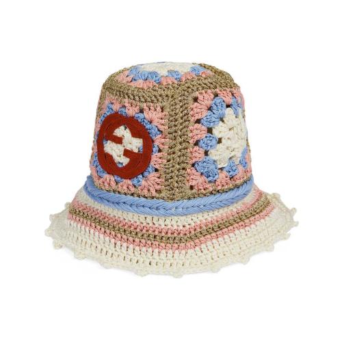  GUCCI古驰 22年秋冬 女士 Gucci Lovelight系列互扣式双G钩织帽 712341 3HAM0 8078