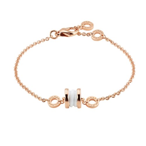 BVLGARI/宝格丽 B.zero1系列18K金玫瑰金嵌白陶瓷 小蛮腰手链 354812