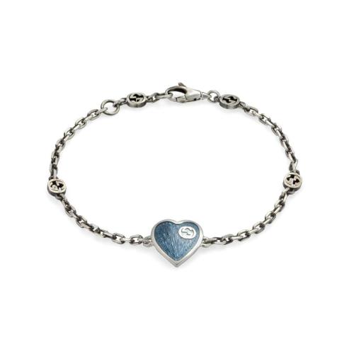 GUCCI古驰 22年秋冬 女士 互扣式双G珐琅爱心手镯 645546 J89B4 8490