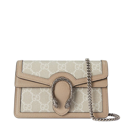 GUCCI/古驰 22春夏新款Dionysus系列 女士超迷你米白色老花帆布银色蛇头扣链式单肩包酒神包476432UULBN9683